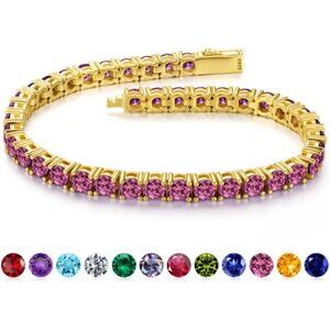 Sterling Silver October Birthstone Pink Tourmaline Tennis Bracelet for Women 6.5